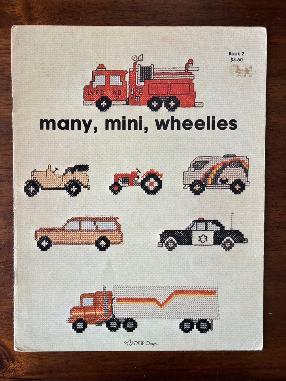 “Many, Mini, Wheelies” Cross-Stitch Pattern Booklet (1981) - DEW Designs